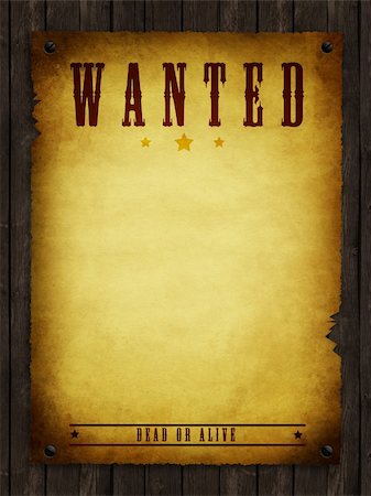 an illustration of a wanted retro poster Foto de stock - Super Valor sin royalties y Suscripción, Código: 400-04649776