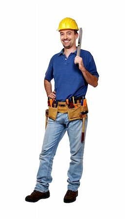 portrait of young caucasian positive handyman isolated on white Stock Photo - Budget Royalty-Free & Subscription, Code: 400-04649784