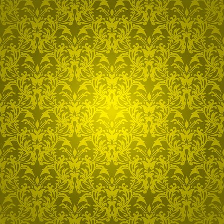 Golden yellow background with wallpaper design that seamlessly repeats Stock Photo - Budget Royalty-Free & Subscription, Code: 400-04649831