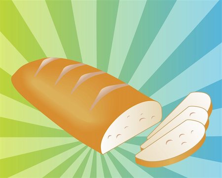Illustration of a sliced loaf of bread on radial burst background Photographie de stock - Aubaine LD & Abonnement, Code: 400-04640148