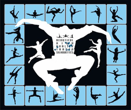 simsearch:400-04563369,k - high quality traced dancing jumping people silhouettes Photographie de stock - Aubaine LD & Abonnement, Code: 400-04640172