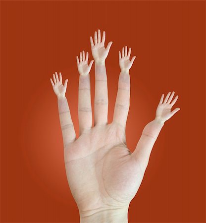 A hand of a men with multiple hands on each finger. Foto de stock - Super Valor sin royalties y Suscripción, Código: 400-04640188