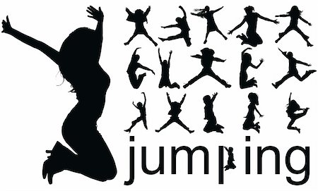 simsearch:400-04522632,k - high quality traced jumping people silhouettes vector illustration Photographie de stock - Aubaine LD & Abonnement, Code: 400-04640183