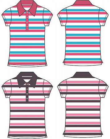 shirt technical sketch - lady fashion polo illustration Stock Photo - Budget Royalty-Free & Subscription, Code: 400-04640488