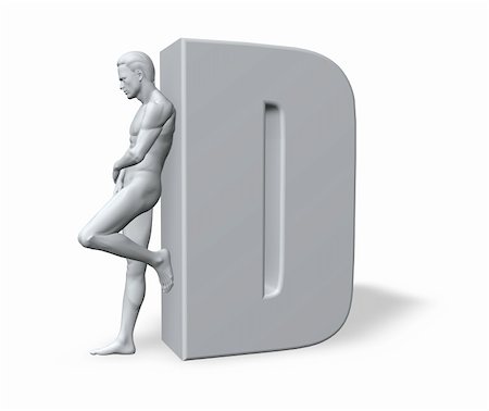d - man leans on uppercase letter D - 3d illustration Stock Photo - Budget Royalty-Free & Subscription, Code: 400-04640522