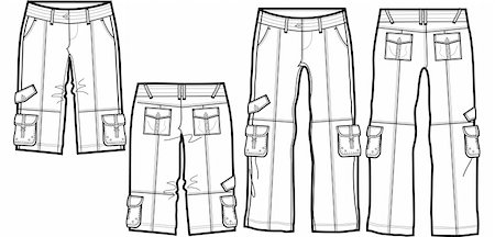 funky fashion woman sketched - Lady Fashion Cargo Pants Stock Photo - Budget Royalty-Free & Subscription, Code: 400-04640894