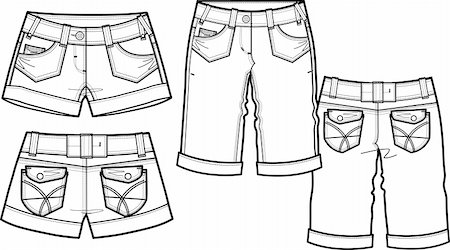 fashion illustration pockets - lady fashion shorts in 2 style Stock Photo - Budget Royalty-Free & Subscription, Code: 400-04640898