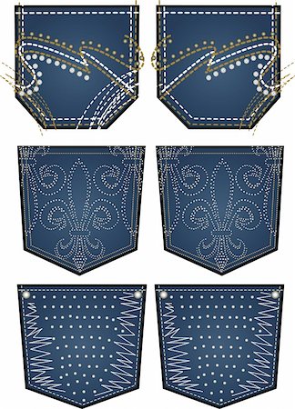 fashion illustration pockets - stone embroidery for back pocket Stock Photo - Budget Royalty-Free & Subscription, Code: 400-04640906