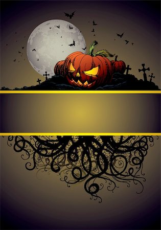 simsearch:400-09081867,k - halloween invitation or background with castle, bats and pumpkin Fotografie stock - Microstock e Abbonamento, Codice: 400-04640955