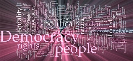 simsearch:400-04863043,k - Word cloud concept illustration of democracy political glowing light effect Stock Photo - Budget Royalty-Free & Subscription, Code: 400-04641074
