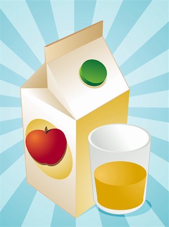 Apple juice carton with filled glass illustration Stock Photo - Budget Royalty-Free & Subscription, Code: 400-04641793