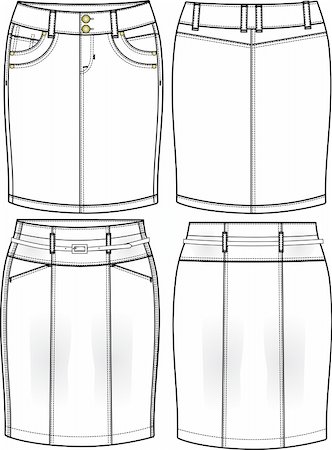 dress production sketch - lady denim pencil skirts Stock Photo - Budget Royalty-Free & Subscription, Code: 400-04641934