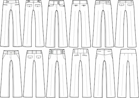 dress production sketch - lady formal pants in diferent style Stock Photo - Budget Royalty-Free & Subscription, Code: 400-04641947