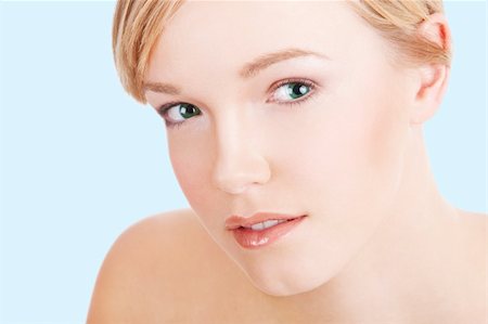 Closeup portrait of beautiful clean face of young woman Foto de stock - Royalty-Free Super Valor e Assinatura, Número: 400-04642193