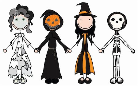 smile as mask for boy - Kids holding hands in Halloween costumes Stock Photo - Budget Royalty-Free & Subscription, Code: 400-04642504