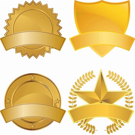 Set of gold award medals with space for text. Stock Photo - Budget Royalty-Free & Subscription, Code: 400-04642545