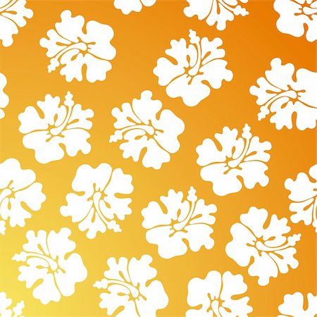 A repeating wallpaper pattern - orange hibiscus. Foto de stock - Super Valor sin royalties y Suscripción, Código: 400-04642547