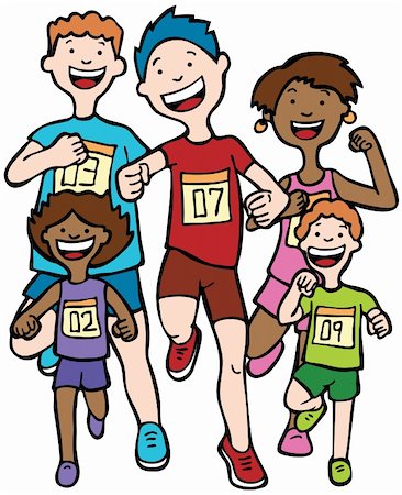 5 diverse runners in a marathon. Stock Photo - Budget Royalty-Free & Subscription, Code: 400-04642554