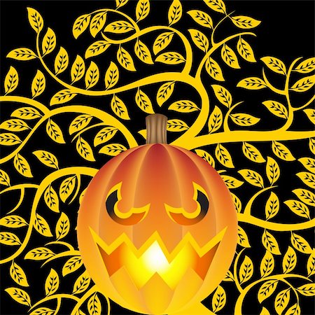 simsearch:400-04645724,k - An image of a 3D halloween pumpkin with leaf background. Stock Photo - Budget Royalty-Free & Subscription, Code: 400-04642590
