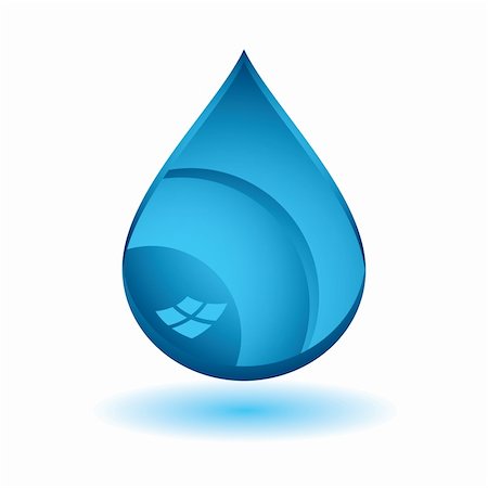 single blue water droplet icon with drop shadow effect Stock Photo - Budget Royalty-Free & Subscription, Code: 400-04642600