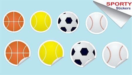 simsearch:400-05115587,k - Set of four sports ball stickers on blue background Foto de stock - Royalty-Free Super Valor e Assinatura, Número: 400-04642618