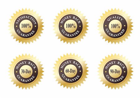 simsearch:400-04375327,k - Set of six gold seals of approval, guarantee and money back Stock Photo - Budget Royalty-Free & Subscription, Code: 400-04642628