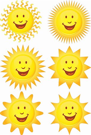 fire energy clipart - Set of 6 happy suns. Stock Photo - Budget Royalty-Free & Subscription, Code: 400-04642745