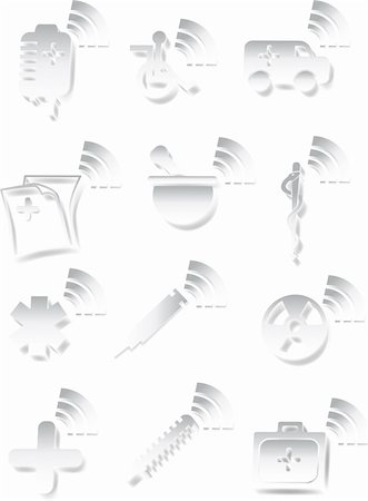 Set of black and white medical themed icons in a 3D style. Stockbilder - Microstock & Abonnement, Bildnummer: 400-04642749