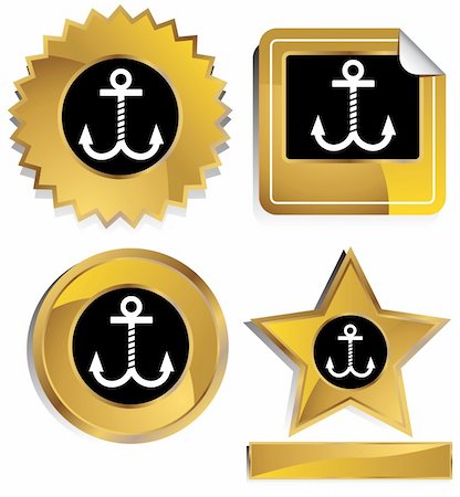 simsearch:400-04643244,k - Set of 3D gold and black chrome icons - anchor. Stock Photo - Budget Royalty-Free & Subscription, Code: 400-04642777