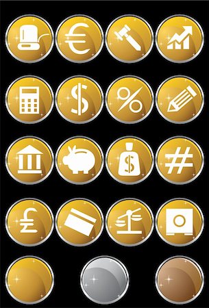 simsearch:400-04702983,k - Collection of sixteen banking themed buttons. Stock Photo - Budget Royalty-Free & Subscription, Code: 400-04642875