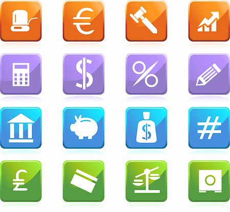 simsearch:400-04702983,k - Collection of sixteen banking themed buttons in a square shape. Stock Photo - Budget Royalty-Free & Subscription, Code: 400-04642879