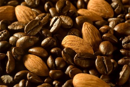 stack of roasted coffee beans and almonds Stock Photo - Budget Royalty-Free & Subscription, Code: 400-04642946