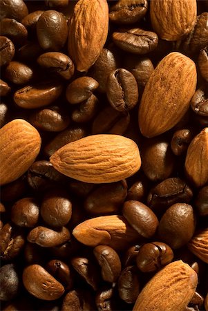stack of roasted coffee beans and almonds Stock Photo - Budget Royalty-Free & Subscription, Code: 400-04642947