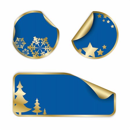 simsearch:400-04658268,k - Christmas labels and stickers (golden and blue) Foto de stock - Super Valor sin royalties y Suscripción, Código: 400-04642990