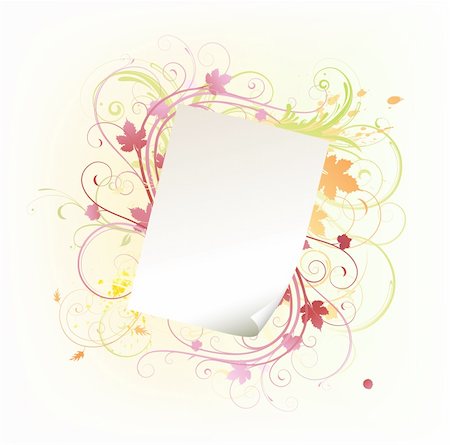 simsearch:400-04624081,k - Vector illustration of Grunge Floral Background with paper leaf frame Fotografie stock - Microstock e Abbonamento, Codice: 400-04643018