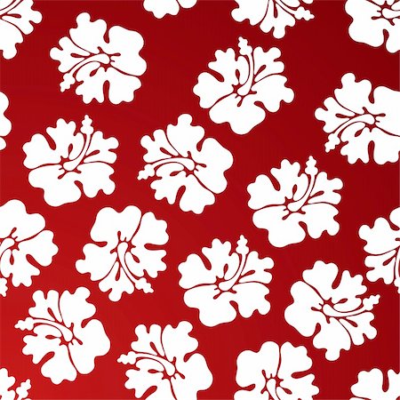 A repeating wallpaper pattern - red hibiscus. Foto de stock - Super Valor sin royalties y Suscripción, Código: 400-04643128