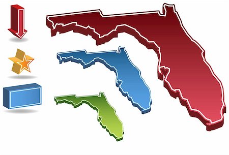 florida state - Set of 3D images of the State of Florida with icons. Stock Photo - Budget Royalty-Free & Subscription, Code: 400-04643283