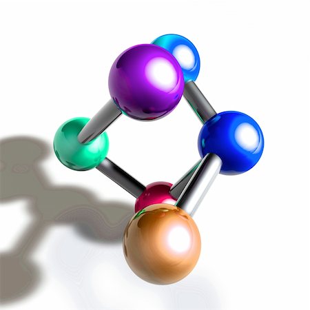 Molecule model molecular atomic structure illustration, glossy chrome Photographie de stock - Aubaine LD & Abonnement, Code: 400-04643336
