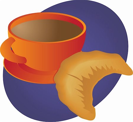 simsearch:400-04643797,k - Mug of coffee and croissant pastry illustration Photographie de stock - Aubaine LD & Abonnement, Code: 400-04643798