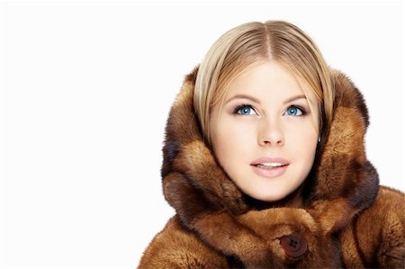 simsearch:400-04654369,k - Beautiful blonde in the fur hood, isolated Stock Photo - Budget Royalty-Free & Subscription, Code: 400-04654359