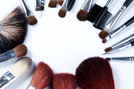 simsearch:400-04856775,k - Set of professional makeup brushes on white background Stock Photo - Budget Royalty-Free & Subscription, Code: 400-04654816