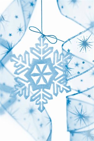 simsearch:400-07123692,k - Christmas decoration with snowflake and ribbons / on white bacground Stock Photo - Budget Royalty-Free & Subscription, Code: 400-04654838