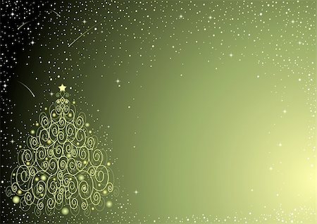 simsearch:400-09090314,k - Starry background with ornate Christmas tree Foto de stock - Super Valor sin royalties y Suscripción, Código: 400-04654916
