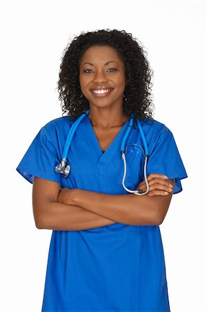 simsearch:400-05172792,k - Beautiful African American doctor or nurse on a white background Foto de stock - Royalty-Free Super Valor e Assinatura, Número: 400-04654963