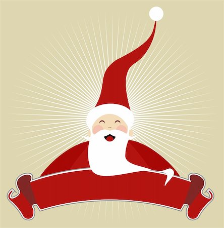 simsearch:400-07245107,k - Happy Santa Claus with red ribbon. Vector illustration Photographie de stock - Aubaine LD & Abonnement, Code: 400-04655007