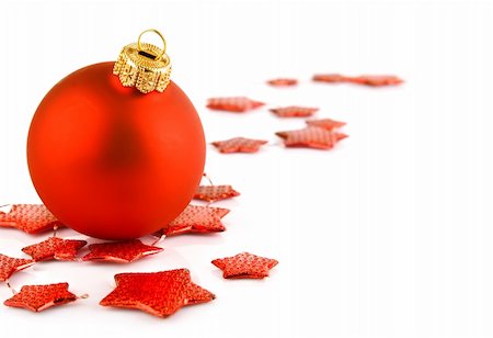 Christmas red ball and stars isolated on white background Stock Photo - Budget Royalty-Free & Subscription, Code: 400-04655028