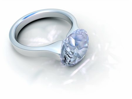 diamond ring not people not vector - A simple diamond ring on white - 3d render Stock Photo - Budget Royalty-Free & Subscription, Code: 400-04655075