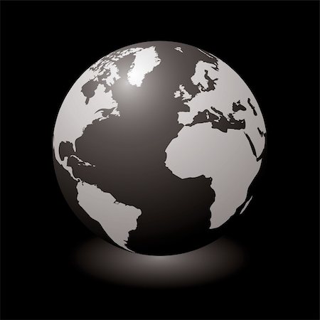 simsearch:400-07953882,k - Modern globe with light shadow and black background Stock Photo - Budget Royalty-Free & Subscription, Code: 400-04655554
