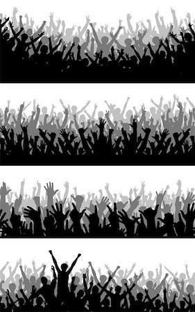 simsearch:400-05123734,k - Set of editable vector silhouettes of cheering crowds Stock Photo - Budget Royalty-Free & Subscription, Code: 400-04655561