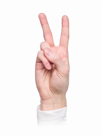 Letter 'V' in sign language, isolated on a white background Stock Photo - Budget Royalty-Free & Subscription, Code: 400-04655631